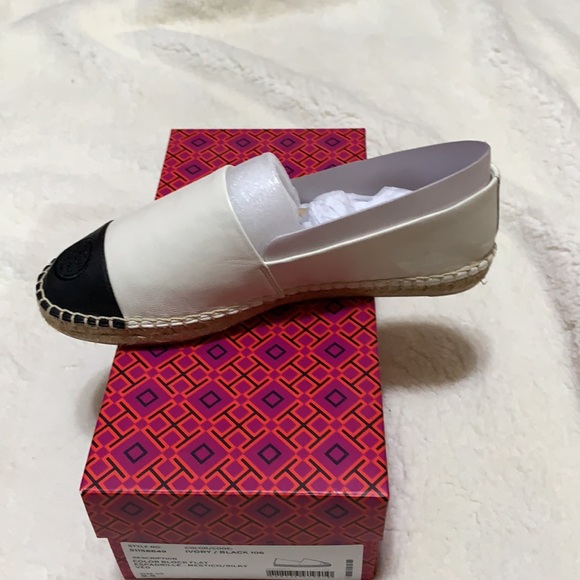 TORY BURCH COLOR-BLOCK LEATHER ESPADRILLE